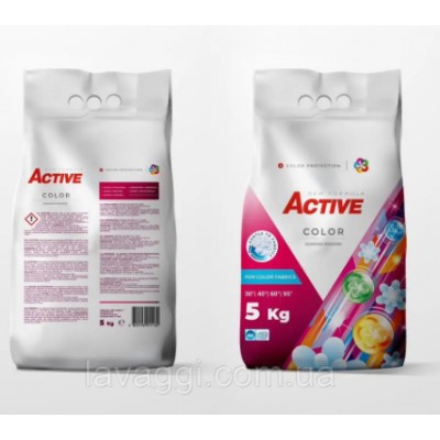 Сыпучий стиральный порошок Active Color 5 кг на 68 стирок  ПАКЕТ 4820196011132