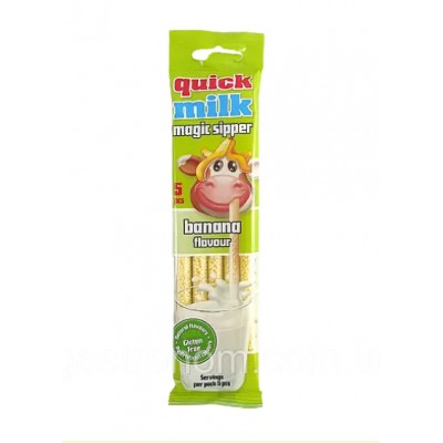 Трубочки для молока банан  Quick Milk Magic Sipper BANANA Flavourr 6гр 5шт  5996071657319