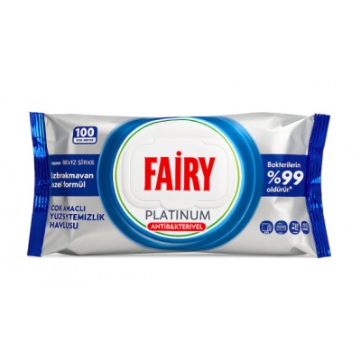 Антибактериальные влажные салфетки для уборки Fairy Platinum 100 шт 8681554633146 Антибактериальные влажные салфетки для уборки Fairy Platinum 100 шт 8681554633146