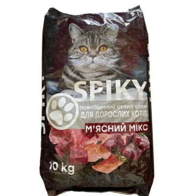 Сухий корм Spiky для дорослих кішок м'ясний мікс 10кг