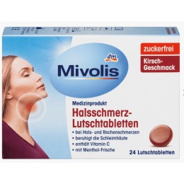 Леденцы от боли в горле Mivolis Halsschmerz-Lutschtabletten, 24 шт ГЕРМАНИЯ 4058172320934