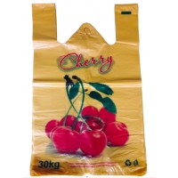 Пакет майка фасовочный полиэтиленовый «Ягодка» для упаковки товаров, шариков желтый 30х50см 100 шт