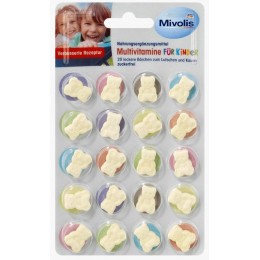 Жувальні мультивітаміни для дітей від 4 до 7 років Mivolis Multivitamine Kinder,20шт НІМЕЧЧИНА 4066447416541