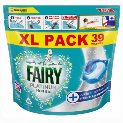 Капсулы для стирки Fairy 3в1 Fairy Non Bio Platinum 61 штук Универсальные Германия 8006540991831