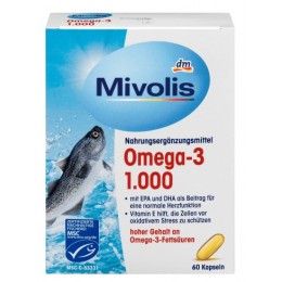 Вітаміни Біологічно активна добавка Mivolis Omega - 3 1000mg, 60 шт. НІМЕЧЧИНА 401035499950