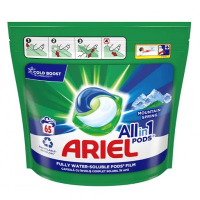 Капсули для прання Ariel Pods All-in-1 Гірське джерело 65 шт 8001090829429