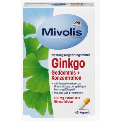 Комплекс витаминов и минералов Mivolis Ginkgo, 40 шт. ГЕРМАНИЯ 4058172311239